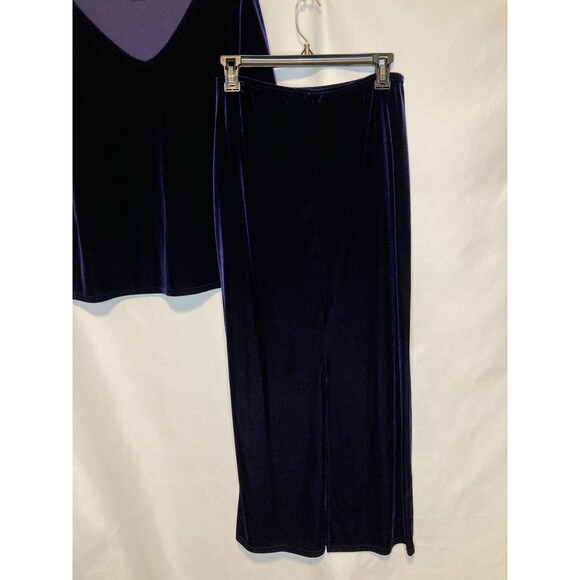 Kathie Lee Collection Skirt M And Top L Royal Blue Purple Velvet Vintage - Picture 6 of 10